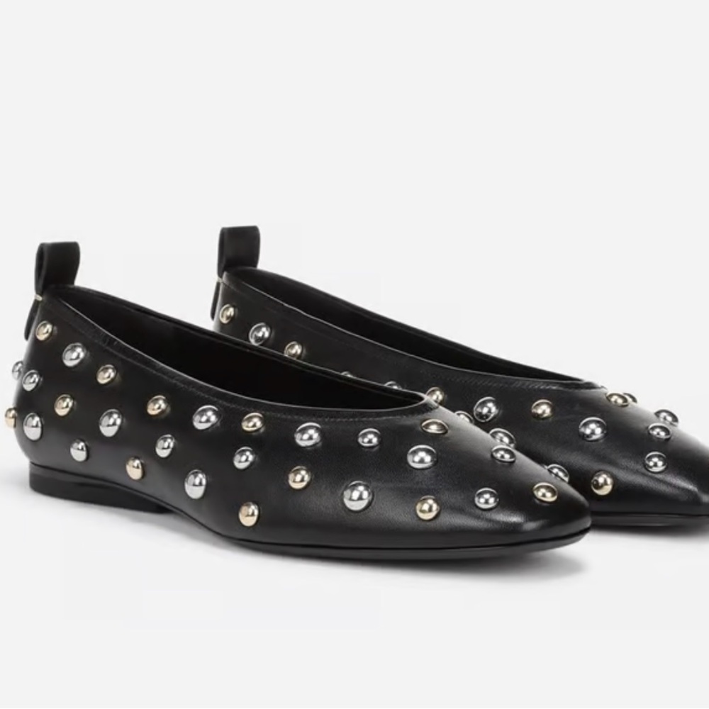 Naturalizer 27 EDIT CARLA BALLET FLAT Studded Black Leather - 7.5